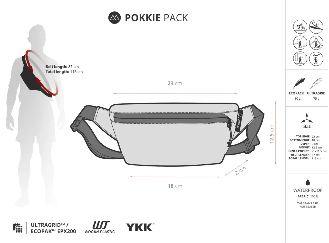 Liteway Pokkie Pack Ecopak Size Chart