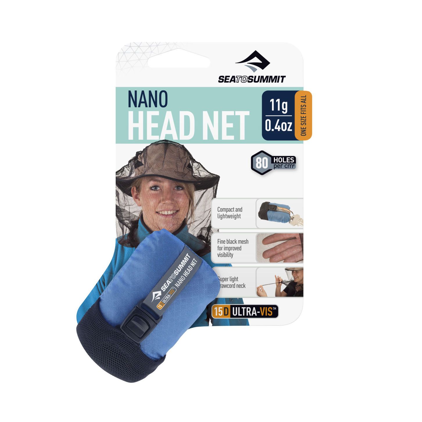 Lehká a skladná moskytiéra na hlavu proti hmyzu Sea To Summit Nano Mosquito Headnet