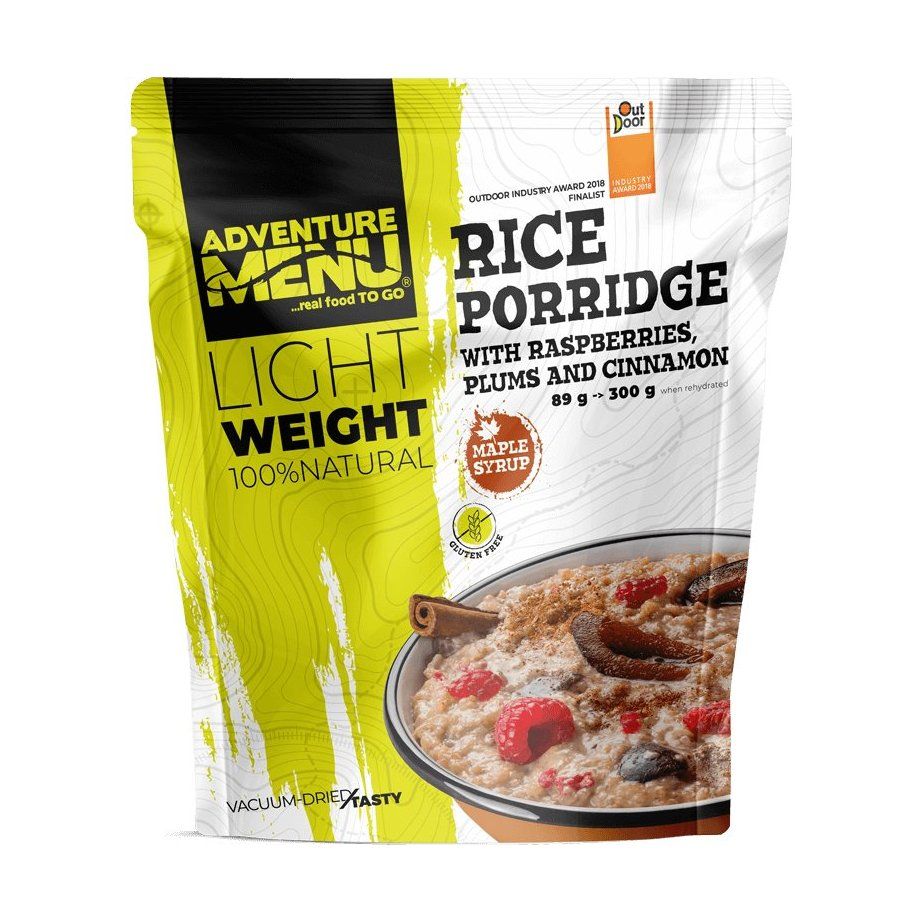 Adventure Menu Rýžová kaše s malinami, švestkami a skořicí