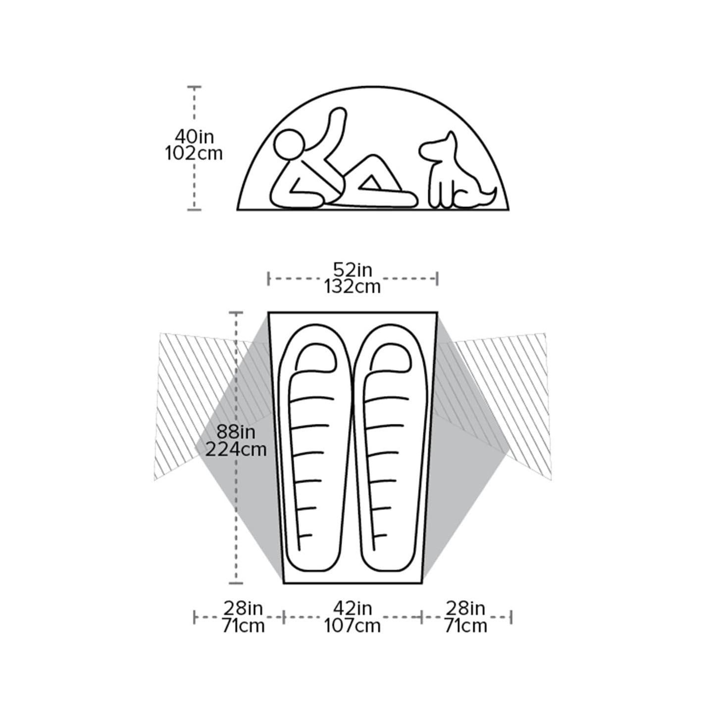 Půdorys a řez stanu Big Agnes Copper Spur HV UL2