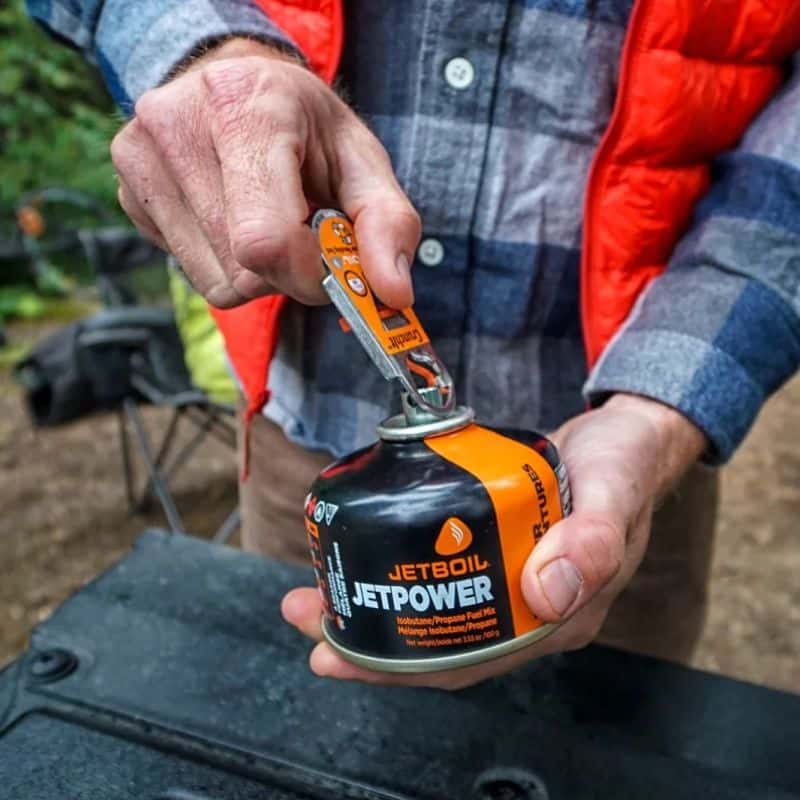 Jetboil CrunchIt Fuel Canister Recycling Tool lifestyle
